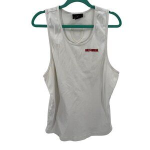 Harley-Davidson White Cotton Tank Top Men XL Embroidered Logo Front & Logo Patch